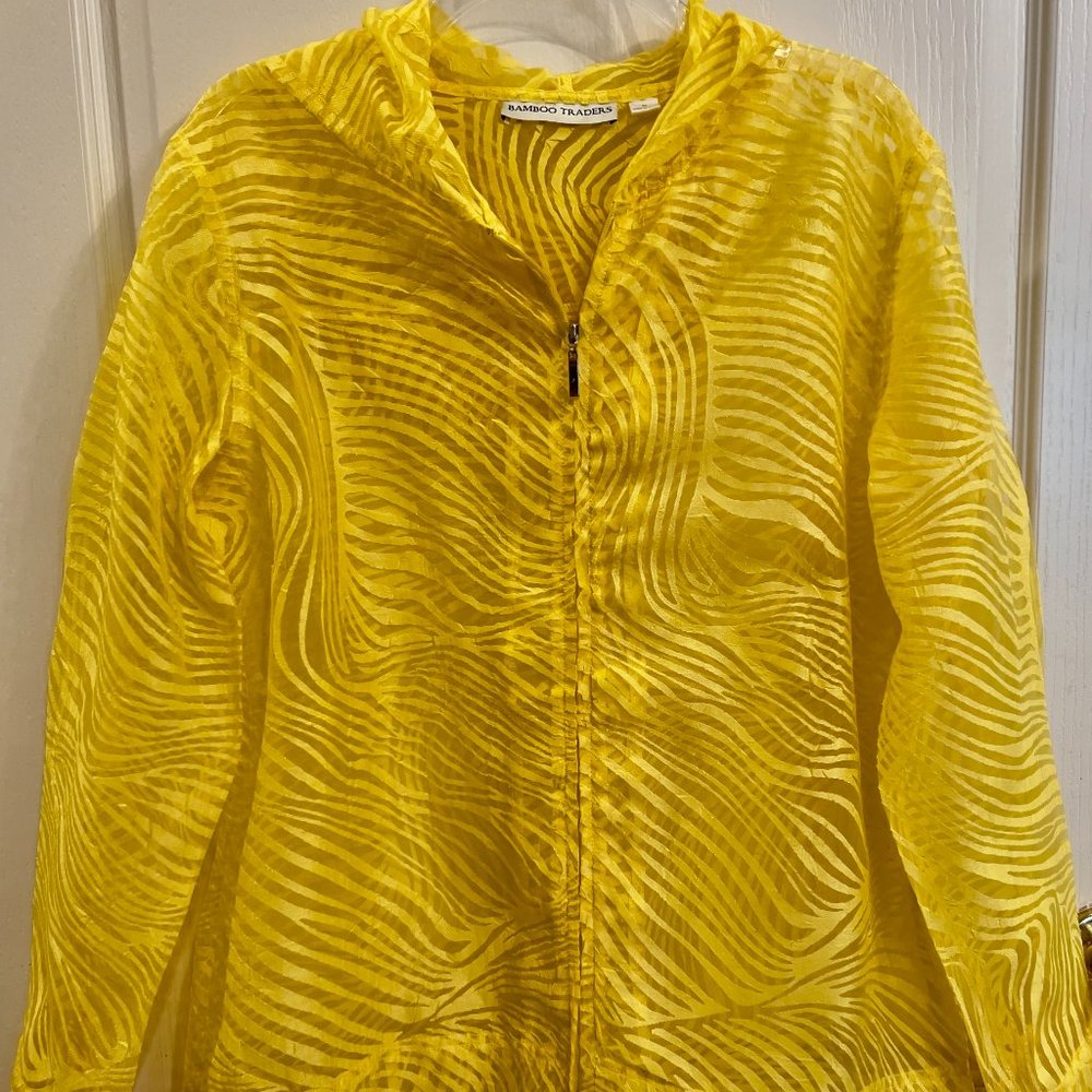 Bamboo Traders Yellow Sheer Zebra-Pattern Jacket